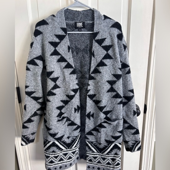 Frye Sweaters - Frye Black and Gray Knit Cardigan Large
